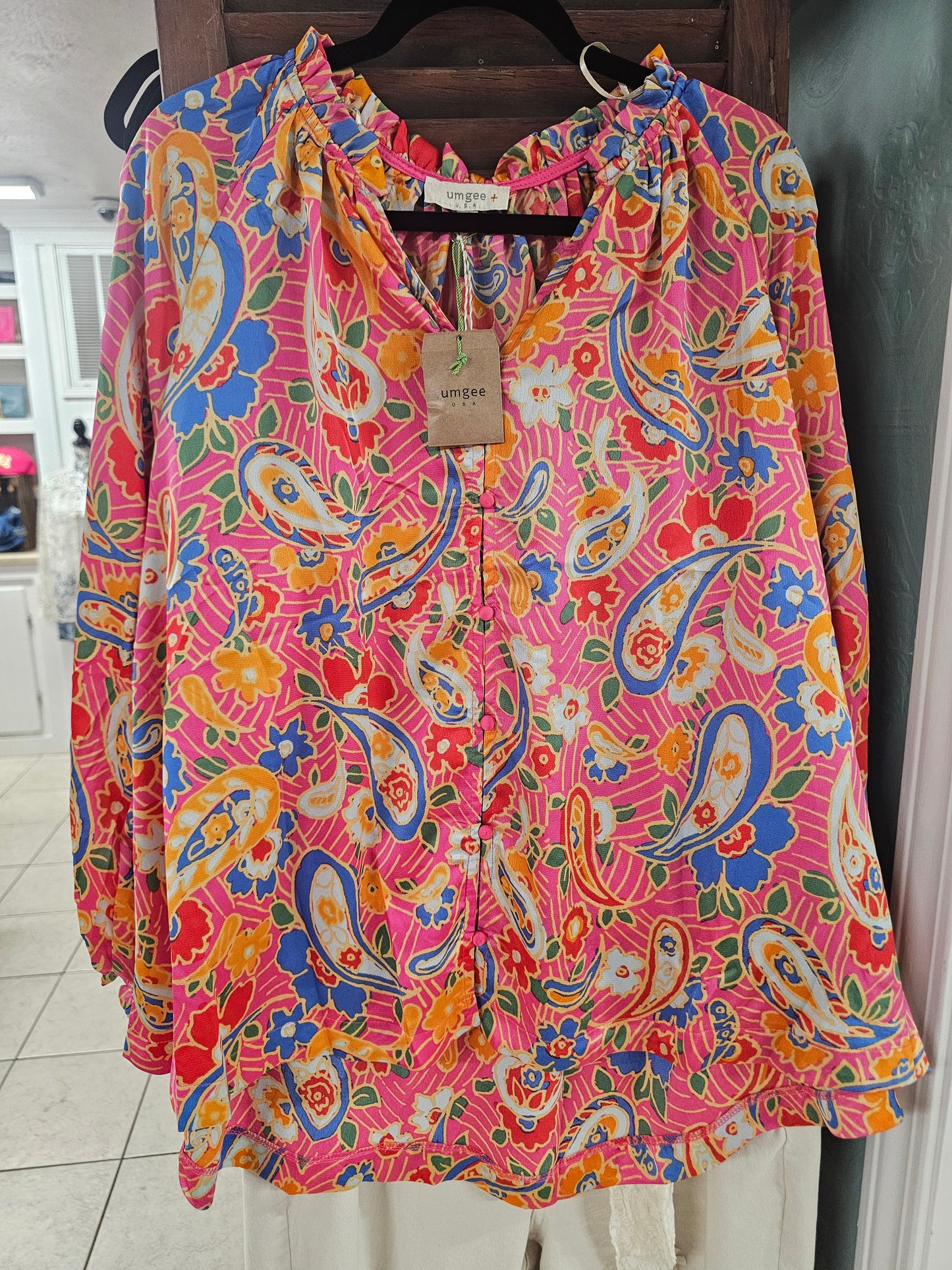 Hot Pink Paisley Blouse