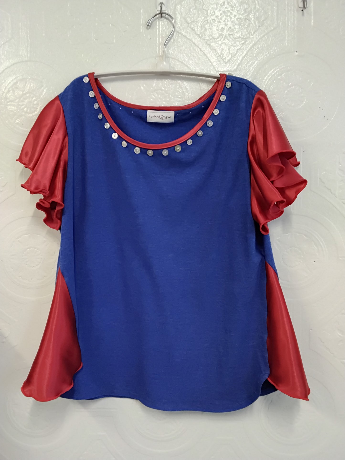 Blue/Red Sleeve Blouse