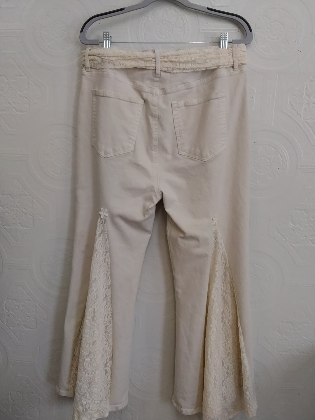 Cream Denim Lace Pants