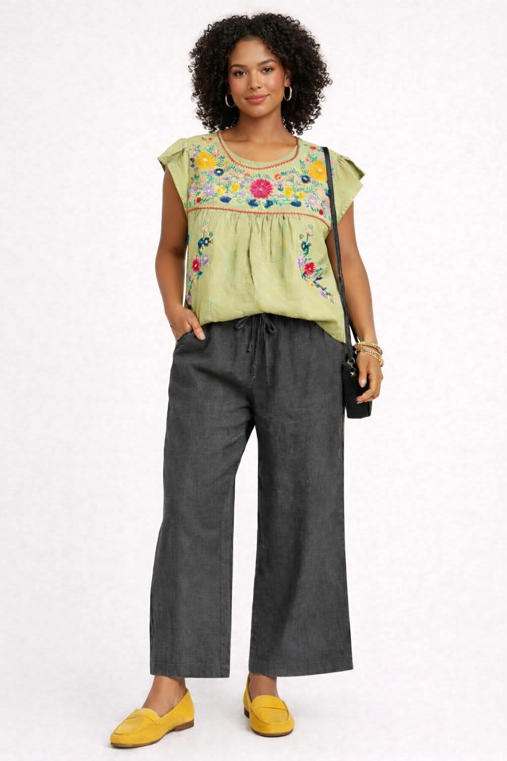 UMGEE Green Embroidered Top