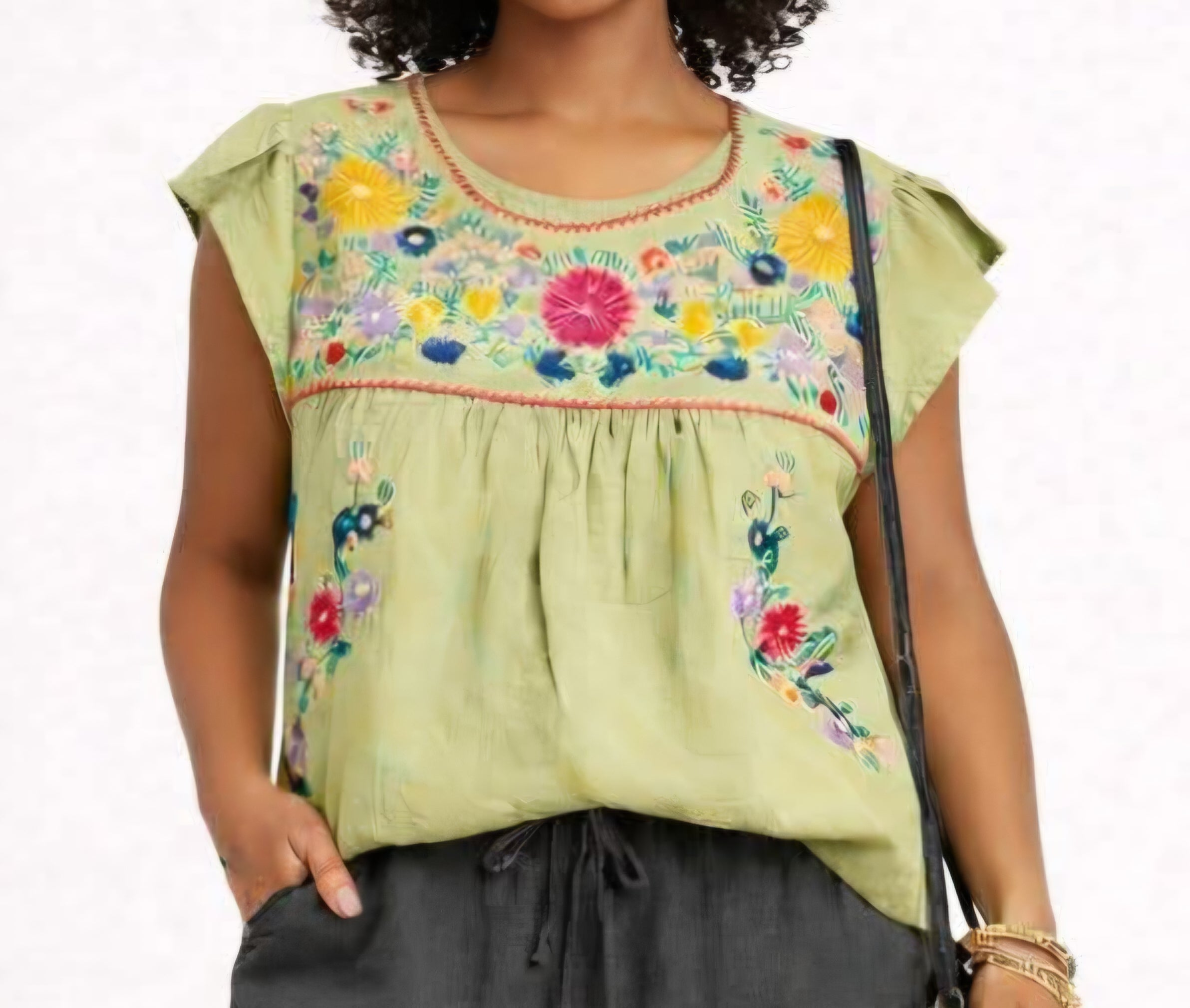 UMGEE Green Embroidered Top