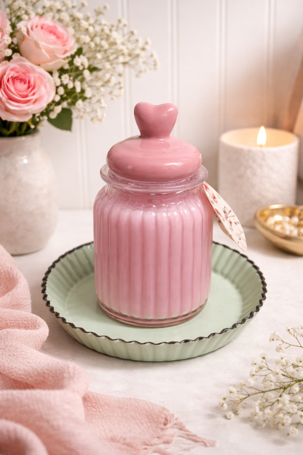 Pink Heart Candle