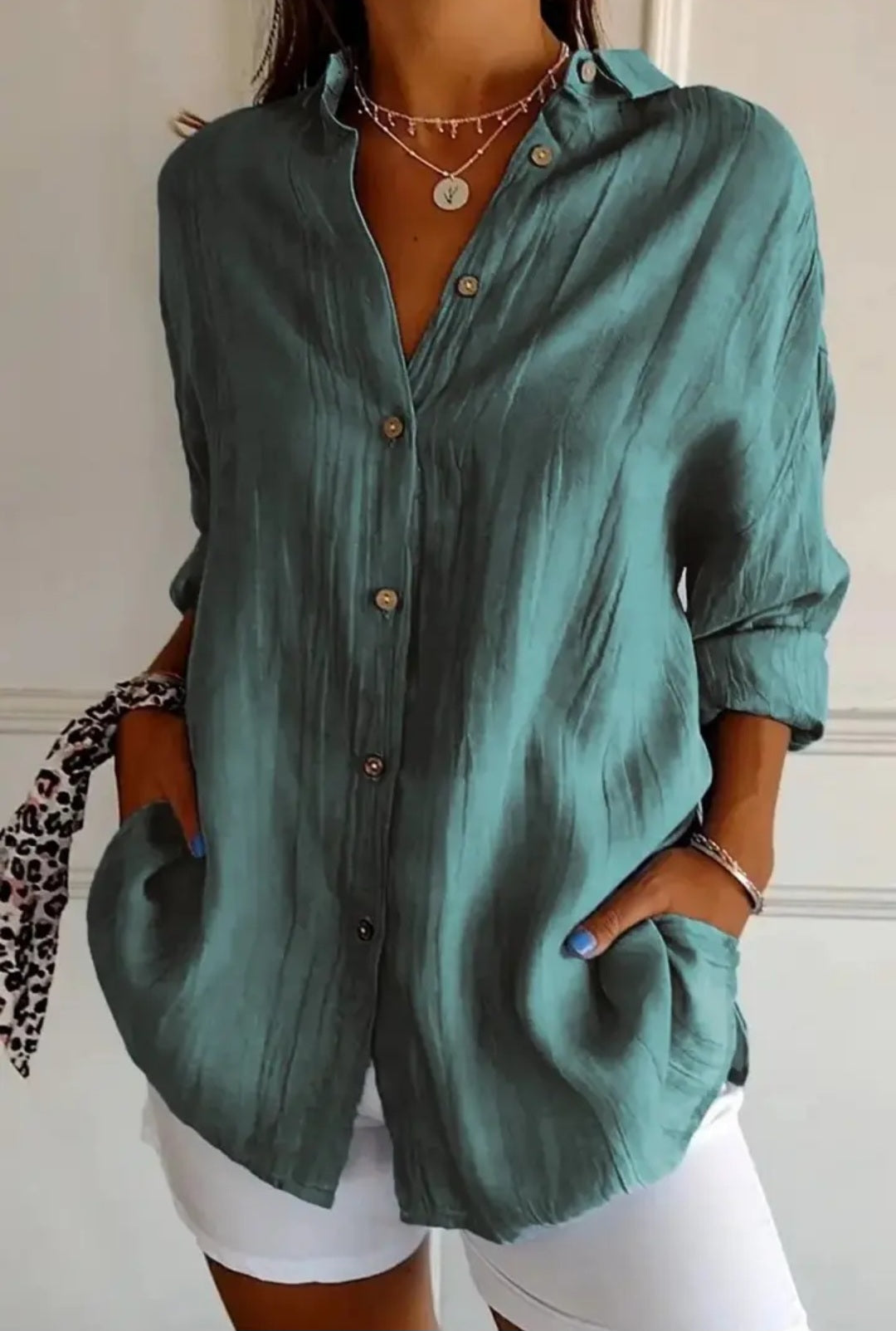 Pleated Lapel Blouse