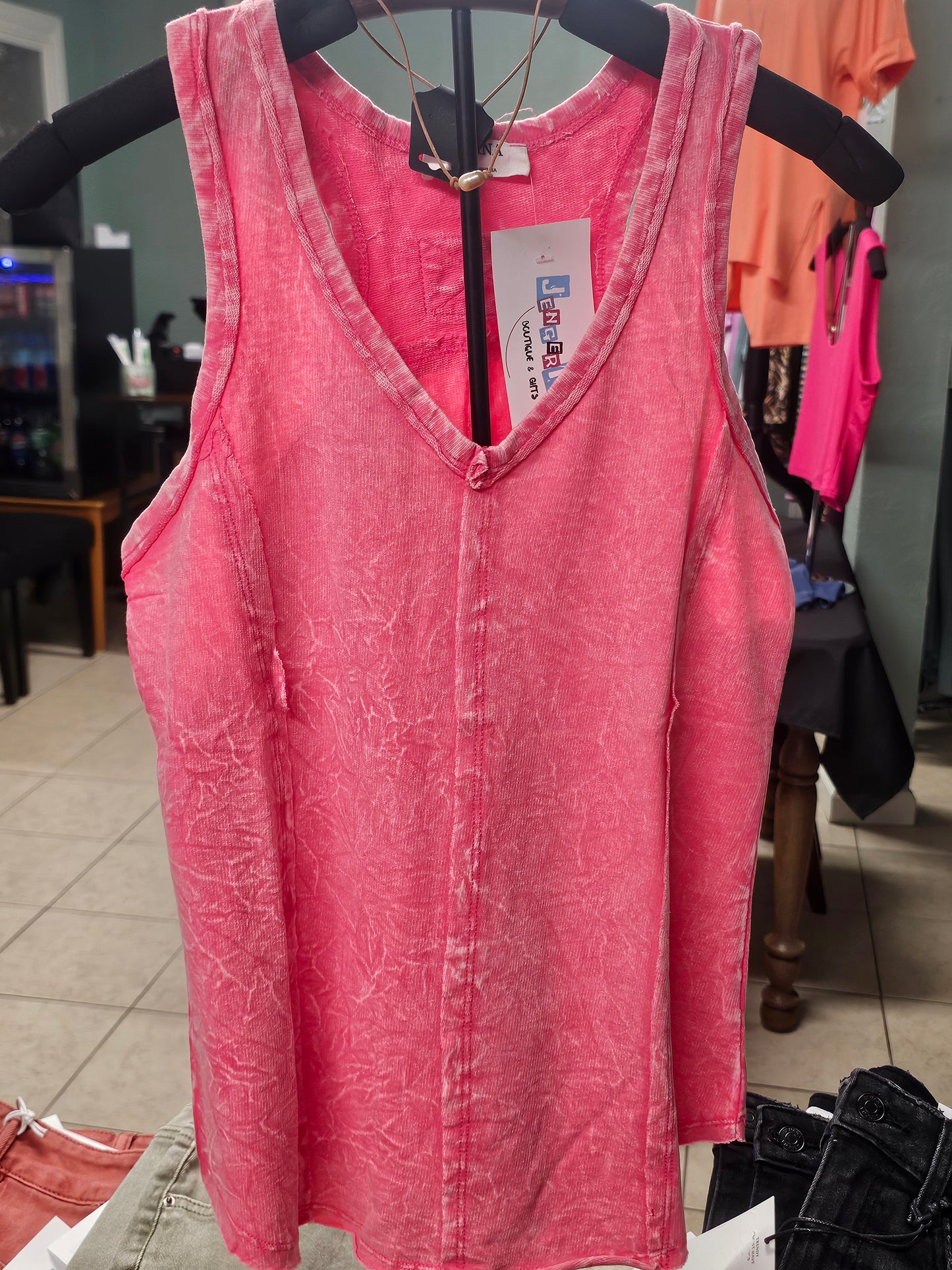 Crinkle Washed Razerback Tank Top