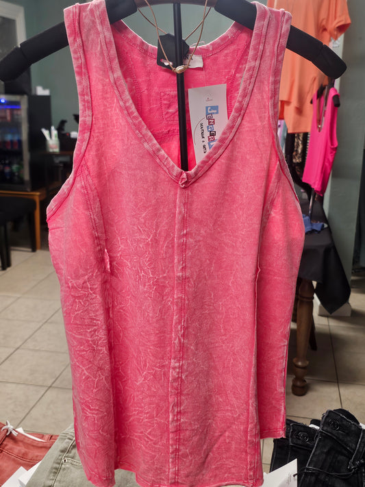 Crinkle Washed Razerback Tank Top