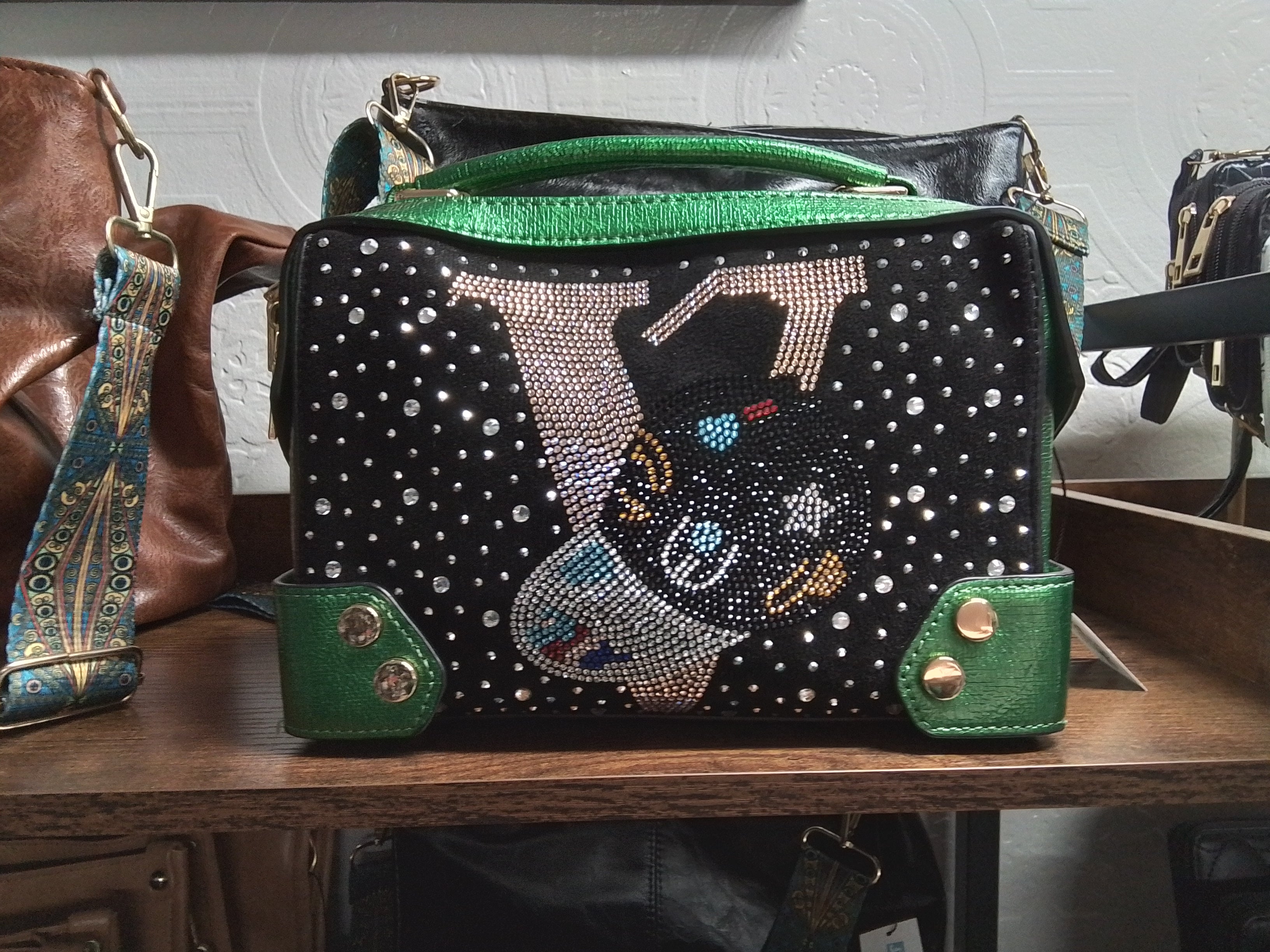 Green sequin purse