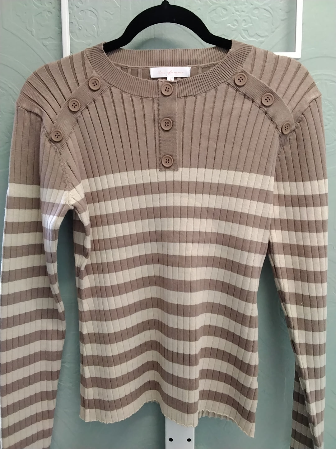 Tan/Cream Striped Sweater