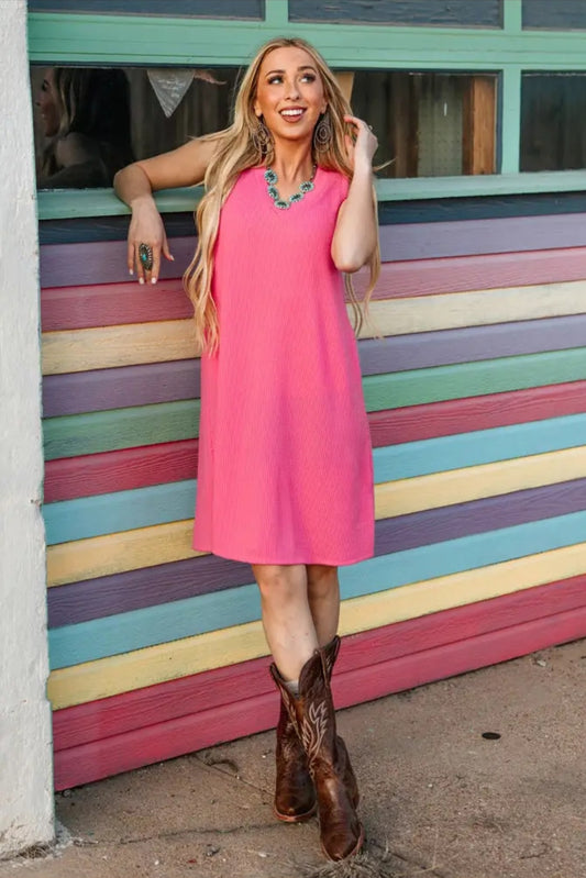Ribbed Sleeveless Summer Dress