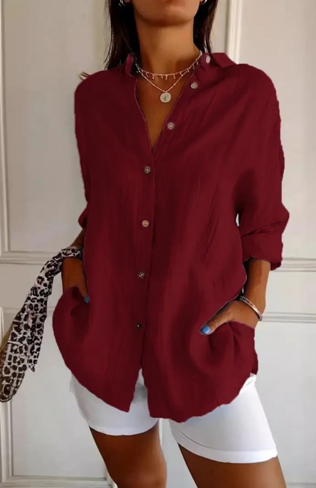 Pleated Lapel Blouse