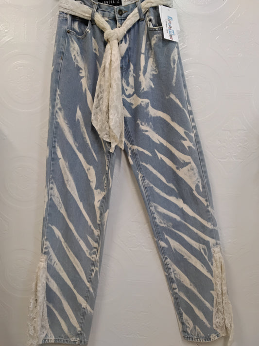Blue Denim Lace Pants
