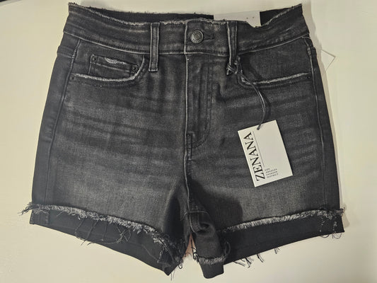 Black Cuffed Denim Short