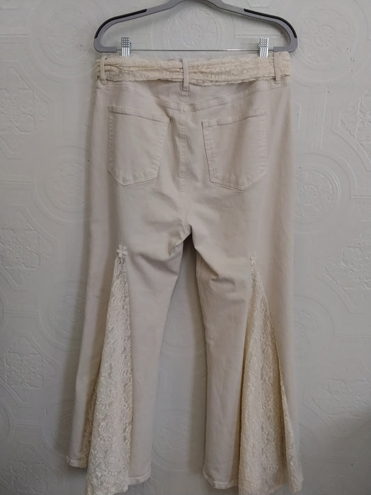 Cream Denim Lace Pants